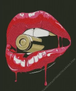 Lips Biting Bullet Diamond Painting