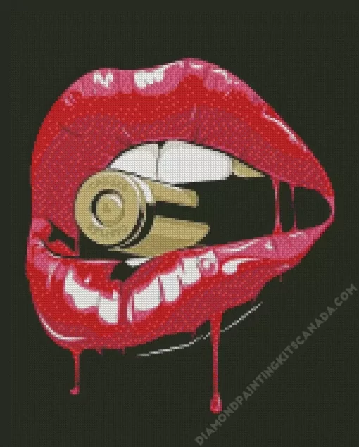 Lips Biting Bullet Diamond Painting