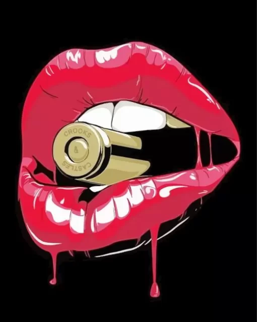 Lips Biting Bullet Diamond Painting