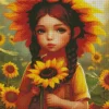 Little Sunflowers Girl Diamond Painting