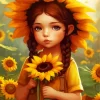 Little Sunflowers Girl Diamond Painting