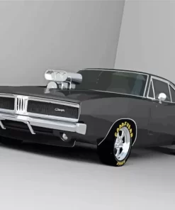 Matte Black 69 Charger Diamond Painting