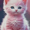 Pink Fluffy Cat Art Diamond Painting