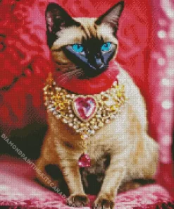 Pink Rich Siamese Cat Diamond Painting