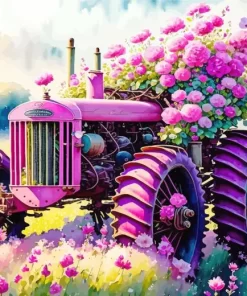 Pink Tractor Diamond Painting