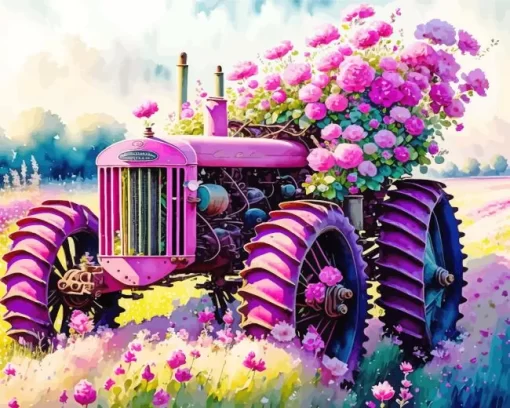 Pink Tractor Diamond Painting