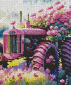 Pink Tractor Diamond Painting