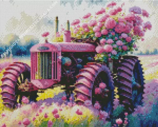 Pink Tractor Diamond Painting