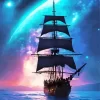 Pirate Ship Silhouette Diamond Painting