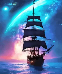 Pirate Ship Silhouette Diamond Painting