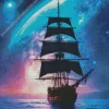 Pirate Ship Silhouette Diamond Painting