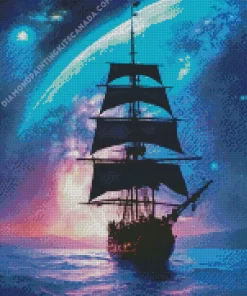 Pirate Ship Silhouette Diamond Painting