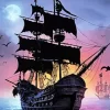 Pirate Ship Silhouette Art Diamond Painting