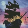 Pirate Ship Silhouette Art Diamond Painting