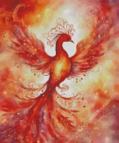 Red Flying Phoenix Bird Diamond Painting