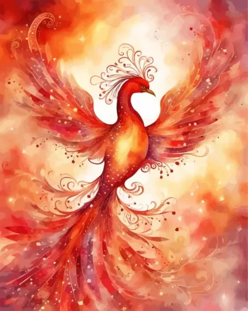 Red Flying Phoenix Bird Diamond Painting