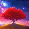 Red Galaxy Landscape Diamond Painting