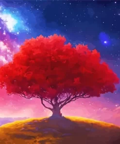 Red Galaxy Landscape Diamond Painting