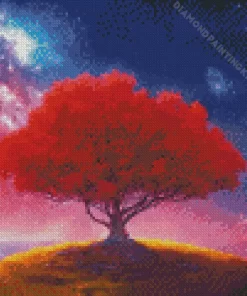 Red Galaxy Landscape Diamond Painting