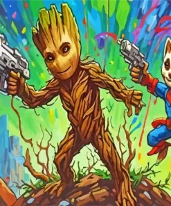 Rocket And Groot Fortnite Diamond Painting