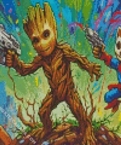 Rocket And Groot Fortnite Diamond Painting