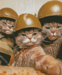 Soldier Cats Selfie Diamond Painting