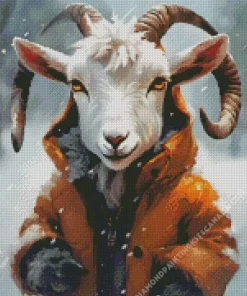 Stylish White Goat Diamond Painting