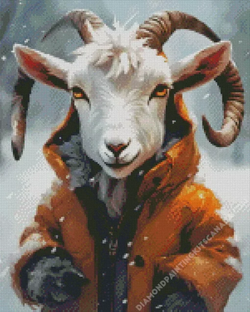 Stylish White Goat Diamond Painting