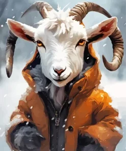 Stylish White Goat Diamond Painting