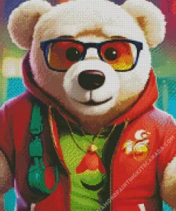 Teddy Bear With Glasses Diamond Painting