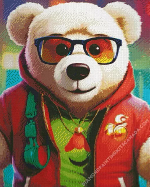 Teddy Bear With Glasses Diamond Painting