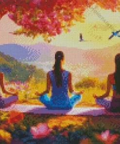 Three Girls Doing Yoga Diamond Painting