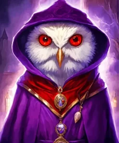 White Evil Owl Diamond Painting