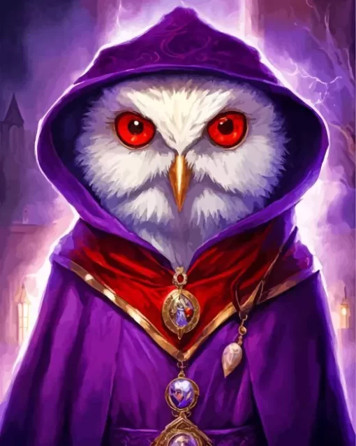 White Evil Owl Diamond Painting