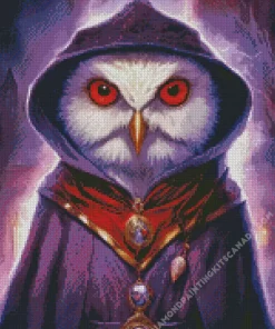 White Evil Owl Diamond Painting