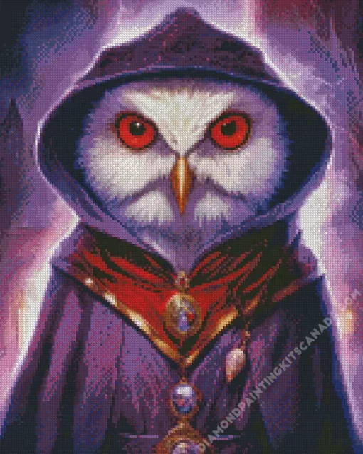 White Evil Owl Diamond Painting