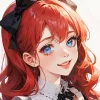 Anime Girl With Blue Eyes And Red Hair Diamond Painting