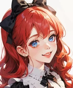 Anime Girl With Blue Eyes And Red Hair Diamond Painting