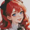 Anime Girl With Blue Eyes And Red Hair Diamond Painting