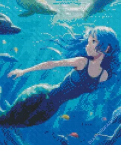 Anime Blue Mermaid Diamond Painting