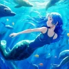 Anime Blue Mermaid Diamond Painting