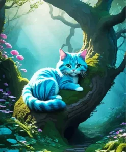 Baby Blue Cat On Tree Diamond Painting