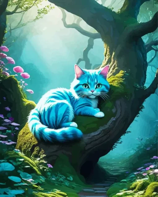 Baby Blue Cat On Tree Diamond Painting