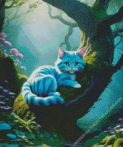 Baby Blue Cat On Tree Diamond Painting