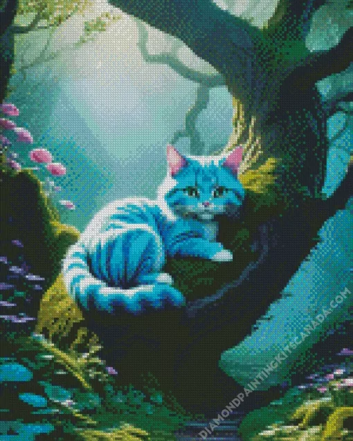 Baby Blue Cat On Tree Diamond Painting