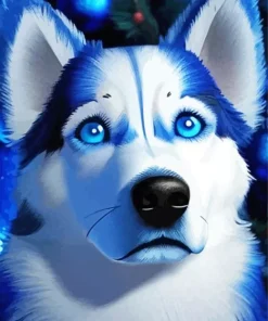 Blue Husky Diamond Painting