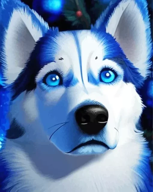 Blue Husky Diamond Painting