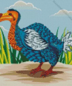 Cartoon Blue Dodo Bird Diamond Painting