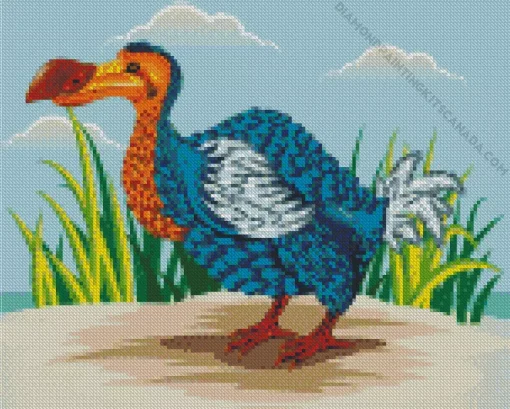 Cartoon Blue Dodo Bird Diamond Painting