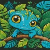 Cartoon Blue And Green Chameleon Diamond Painting